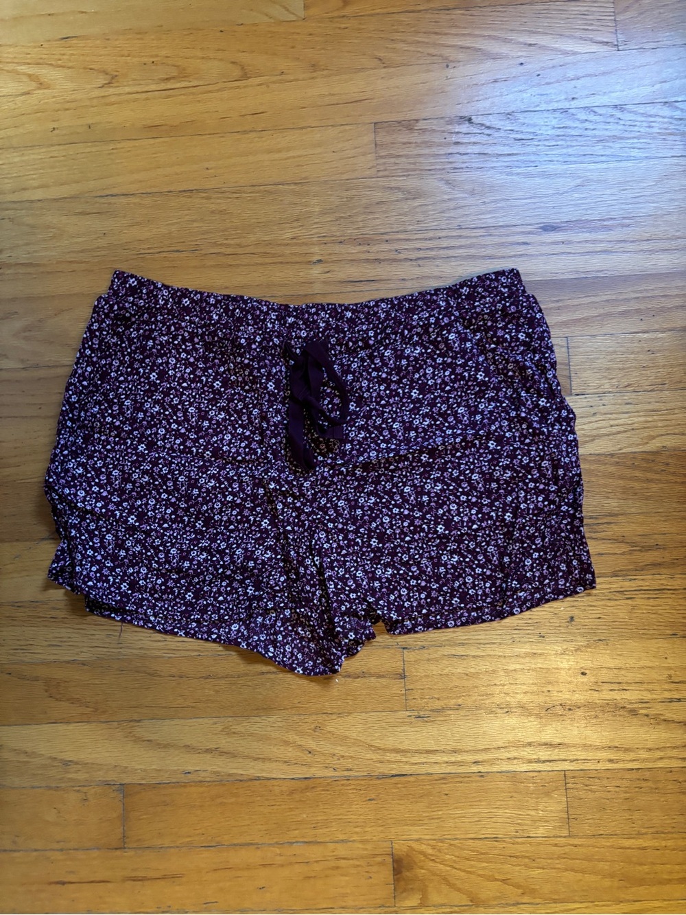 Women's Floral Drawstring Shorts - Purple